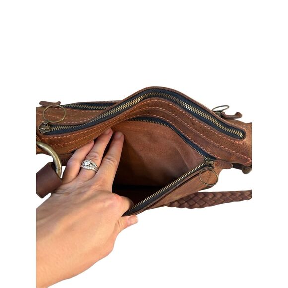 Cuddigan Leather Day Tripper Crossbody Bag Purse Brown - Picture 8 of 16